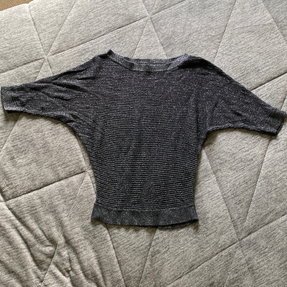 Express, dark gray with shimmer thread sweater, size S